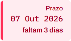 Uma etiqueta de prazo: a data e os dias que faltam.