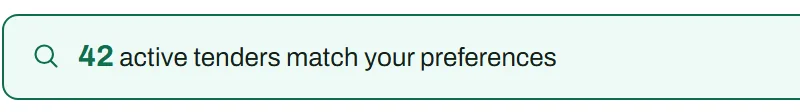 The product counting how many active tenders match the chosen preferences.