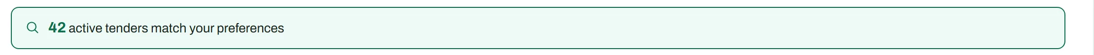 The product counting how many active tenders match the chosen preferences.