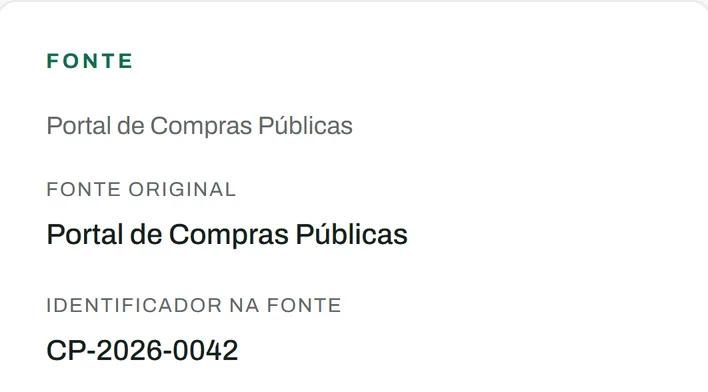O painel Fonte no detalhe de um concurso.