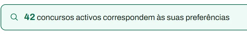 Uma linha do produto que conta quantos concursos activos correspondem às preferências escolhidas.