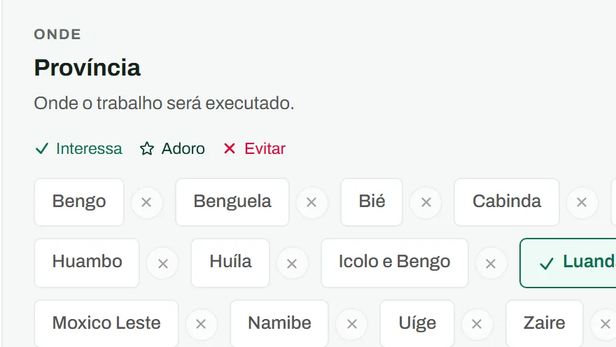 As preferências do Radar: o eixo Província.